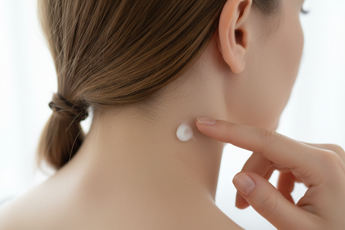 Como fazer patch test — aplicar creme atrás da orelha